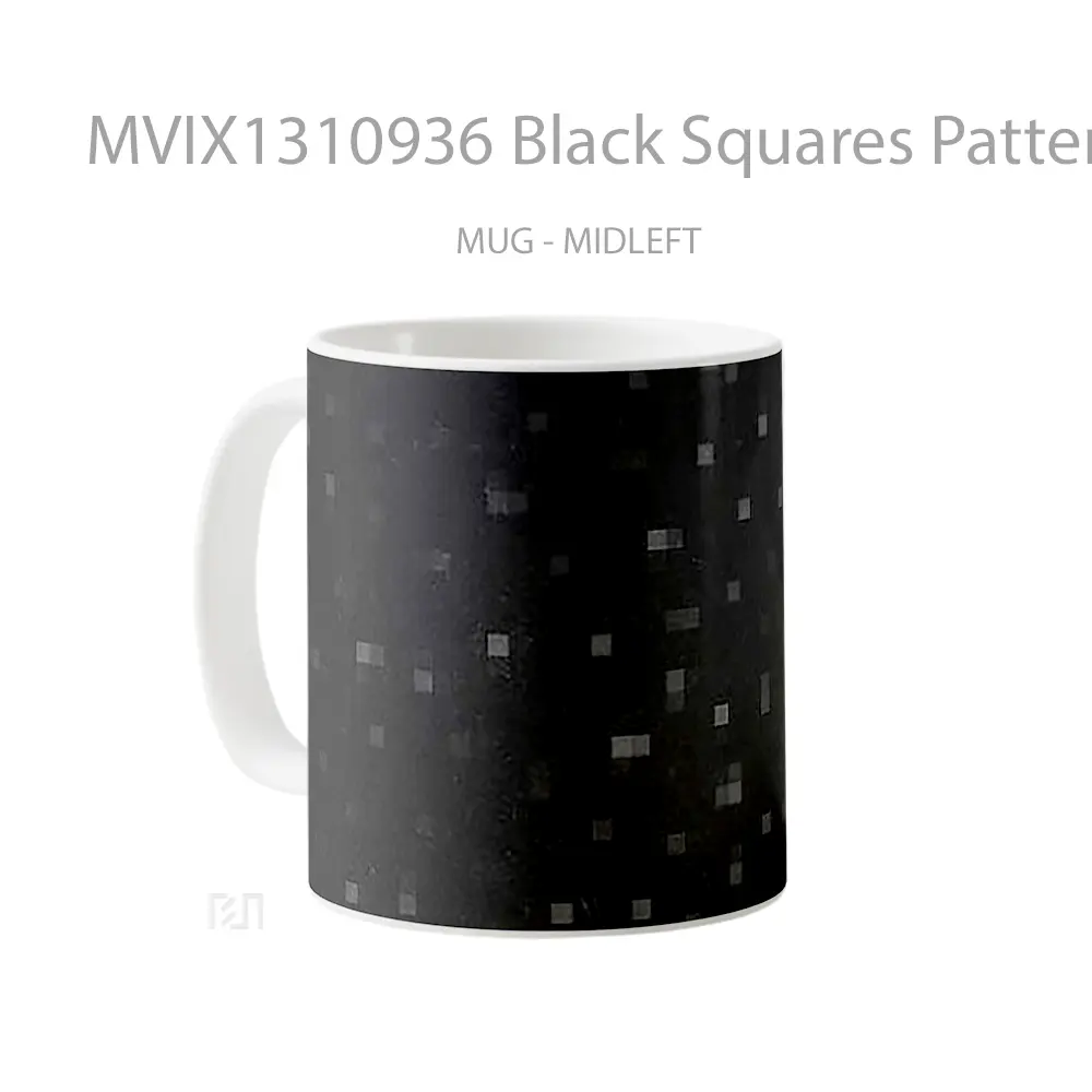 Mug Black Squares Pattern Gelas Seni Modern - All-side / Desain