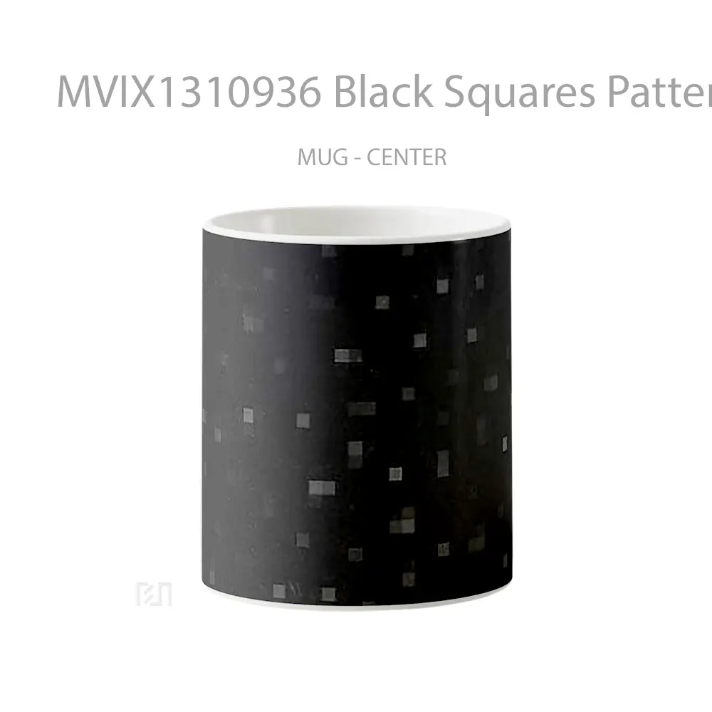 Mug Black Squares Pattern Gelas Seni Modern