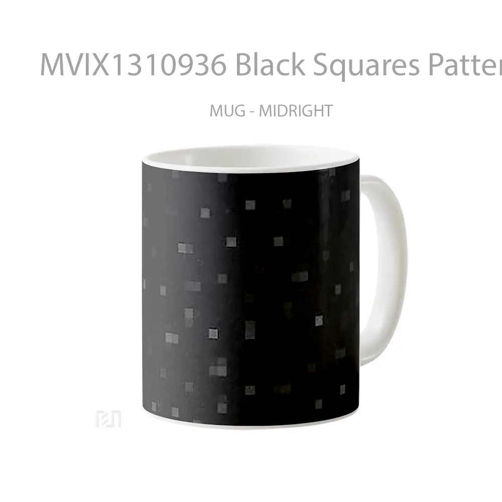 Mug Black Squares Pattern Gelas Seni Modern - All-side / Desain