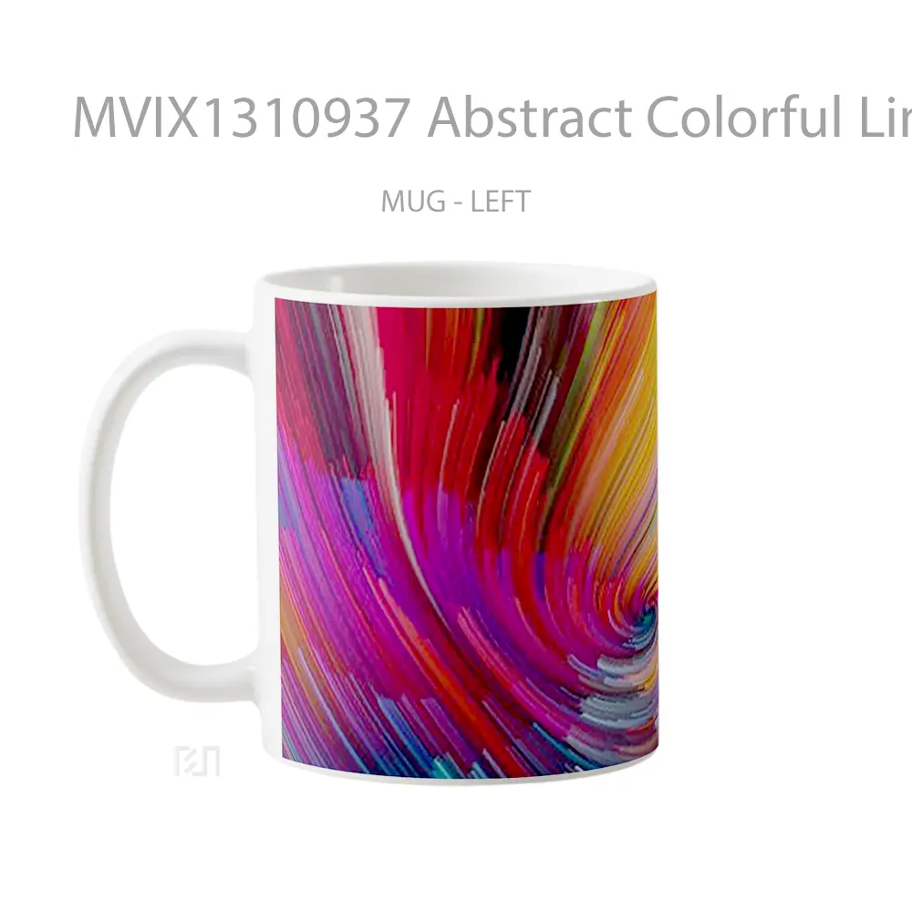 Mug Abstract Colorful Lines Gelas Seni Modern - All-side / Desain