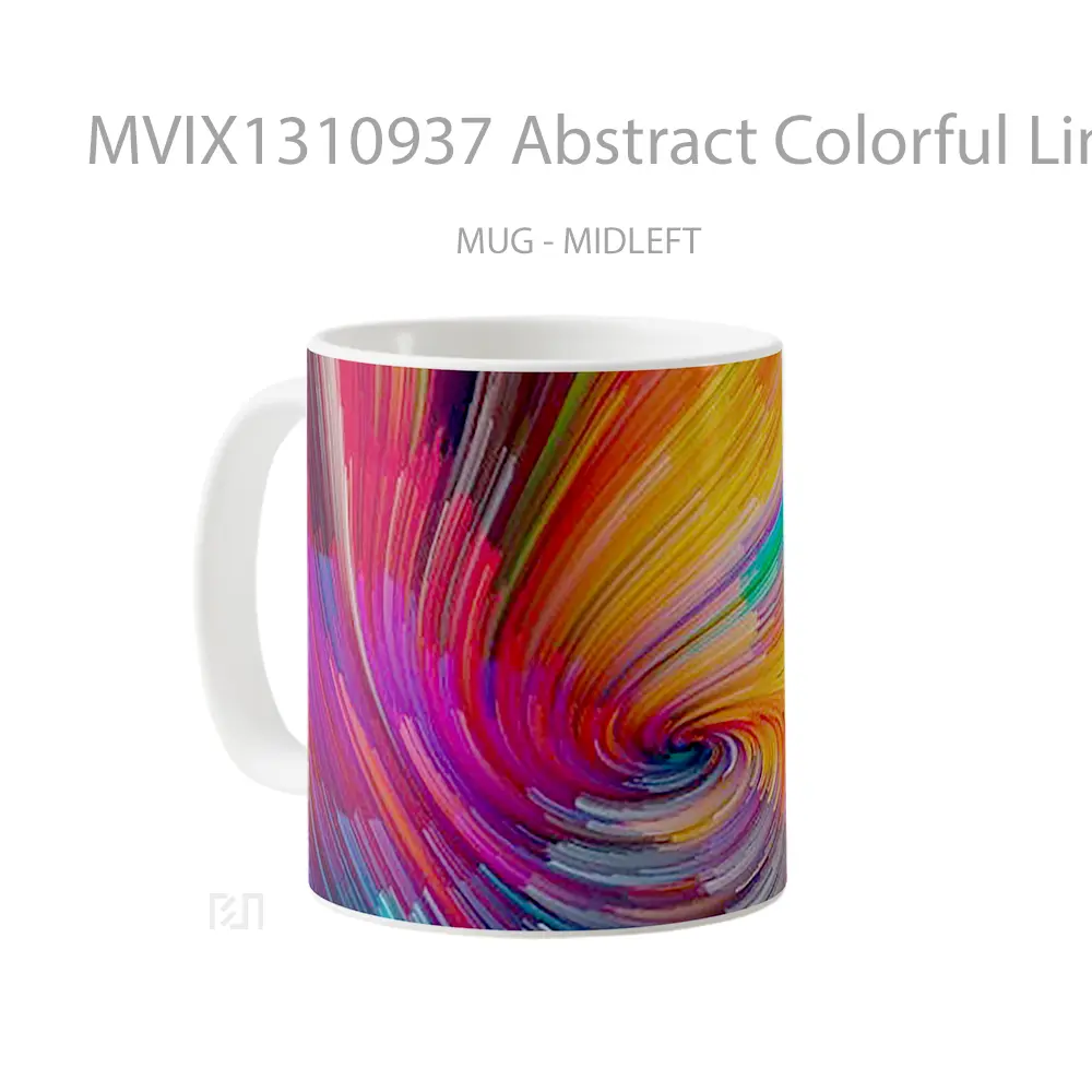 Mug Abstract Colorful Lines Gelas Seni Modern - All-side / Desain