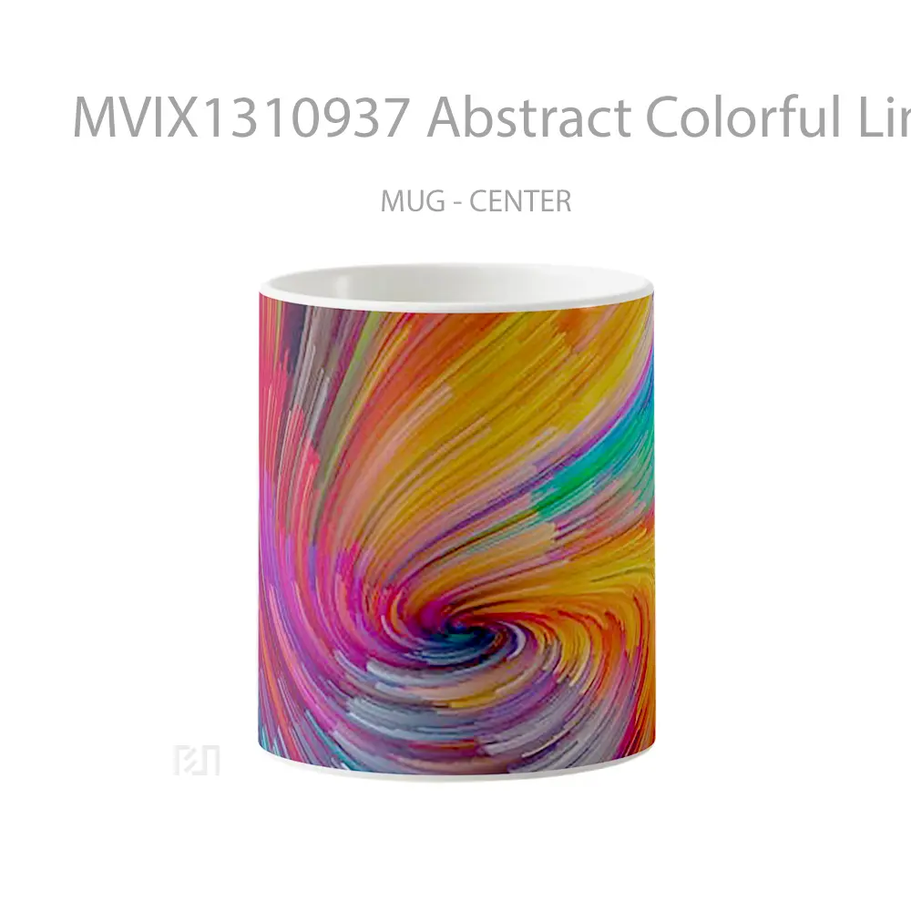 Mug Abstract Colorful Lines Gelas Seni Modern