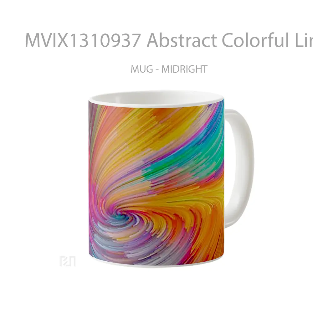 Mug Abstract Colorful Lines Gelas Seni Modern - All-side / Desain