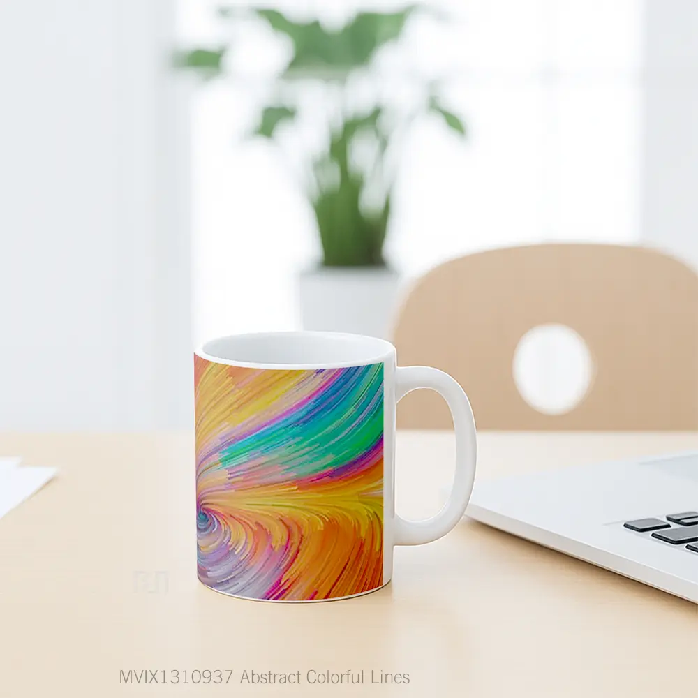 Mug Abstract Colorful Lines Gelas Seni Modern - All-side / Desain