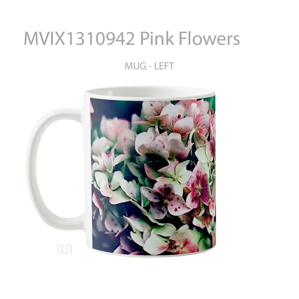 Mug Pink Flowers Gelas Pemandangan Alam - All-side / Desain