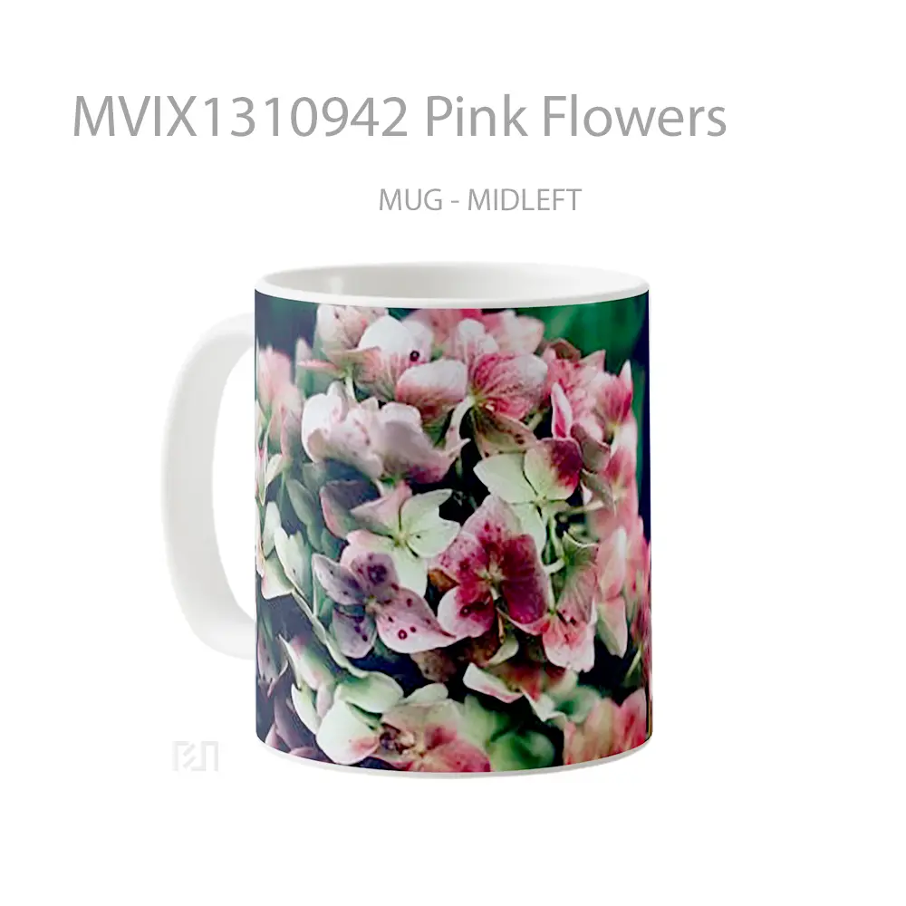 Mug Pink Flowers Gelas Pemandangan Alam - All-side / Desain