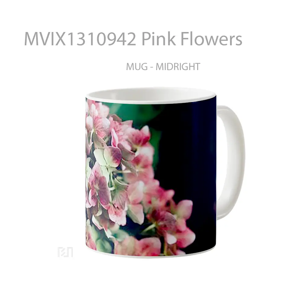 Mug Pink Flowers Gelas Pemandangan Alam - All-side / Desain
