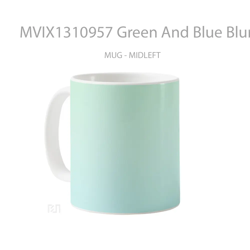 Mug Green And Blue Blur Gradient Gelas Keramik Unik - All-side / Desain