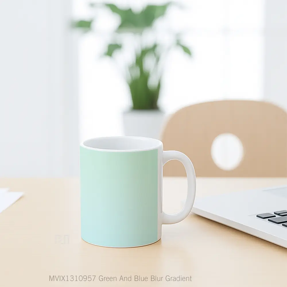 Mug Green And Blue Blur Gradient Gelas Keramik Unik - All-side / Desain