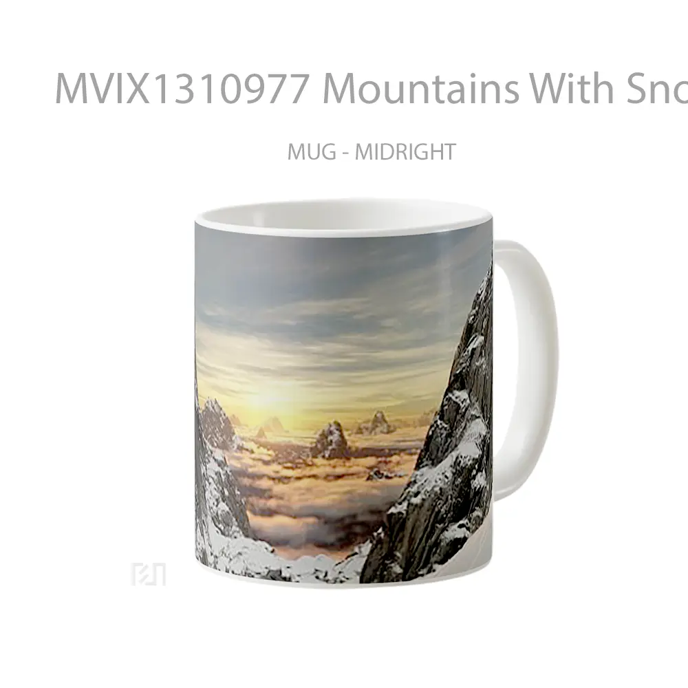 Mug Mountains With Snow At Sunrise Gelas Pemandangan Alam - All-side / Desain