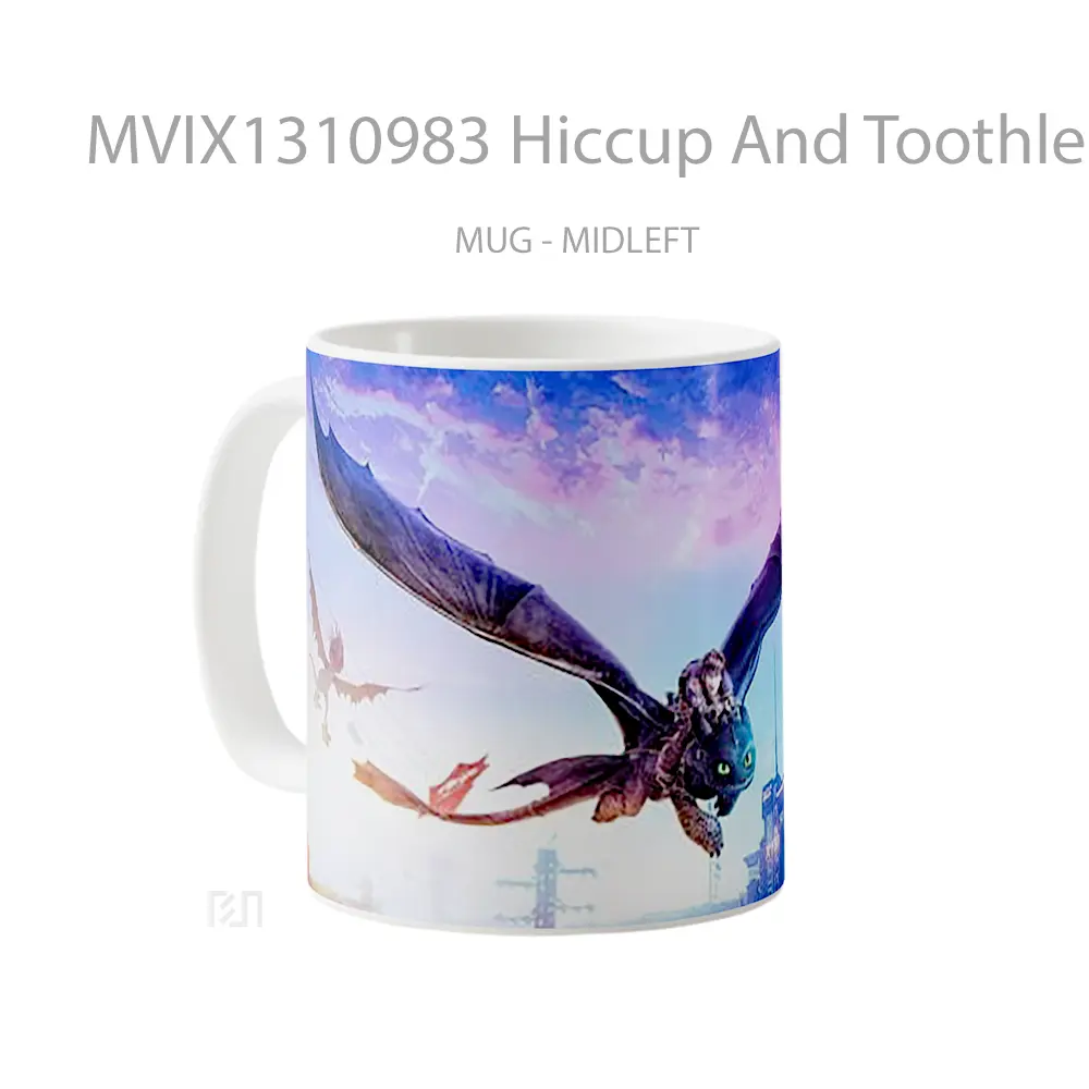 Mug Hiccup And Toothless Gelas Keramik Unik - All-side / Desain