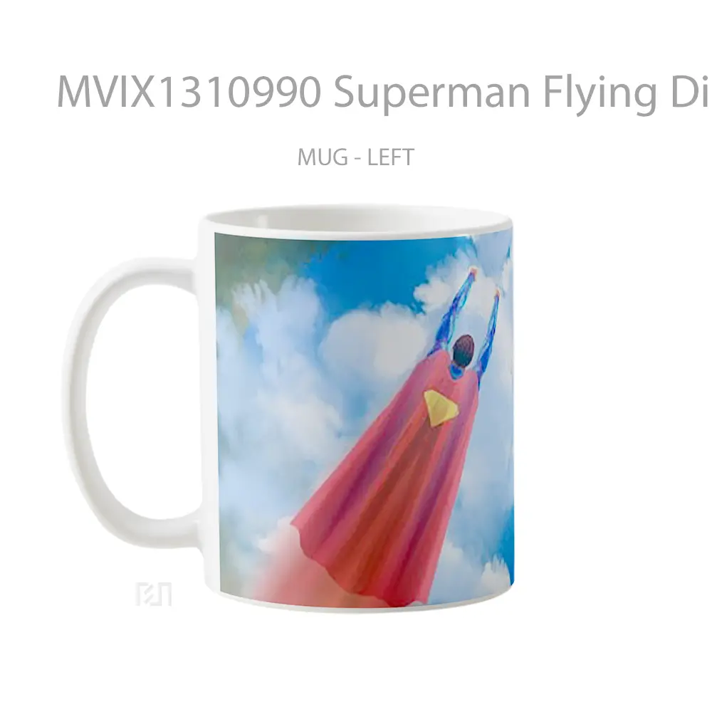 Mug Superman Flying Digital Art Gelas Superhero - All-side / Desain