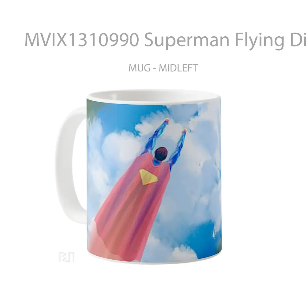 Mug Superman Flying Digital Art Gelas Superhero - All-side / Desain