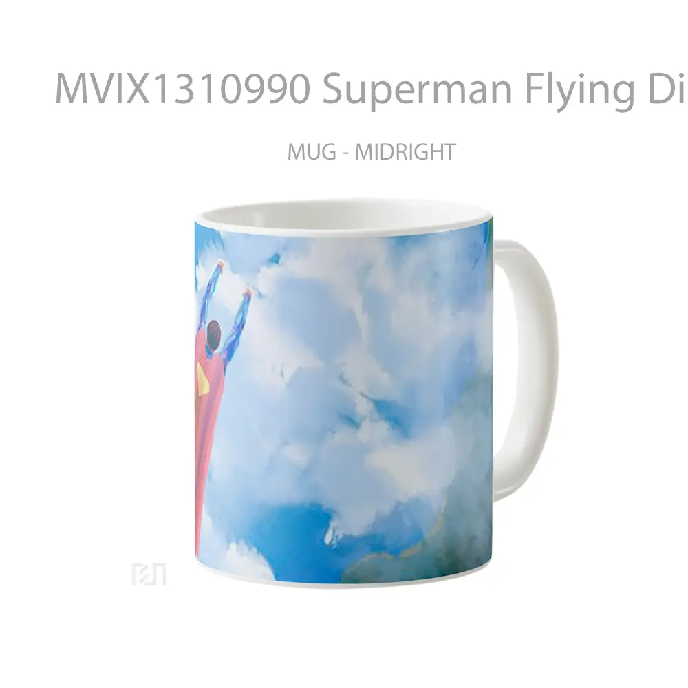 Mug Superman Flying Digital Art Gelas Superhero - All-side / Desain