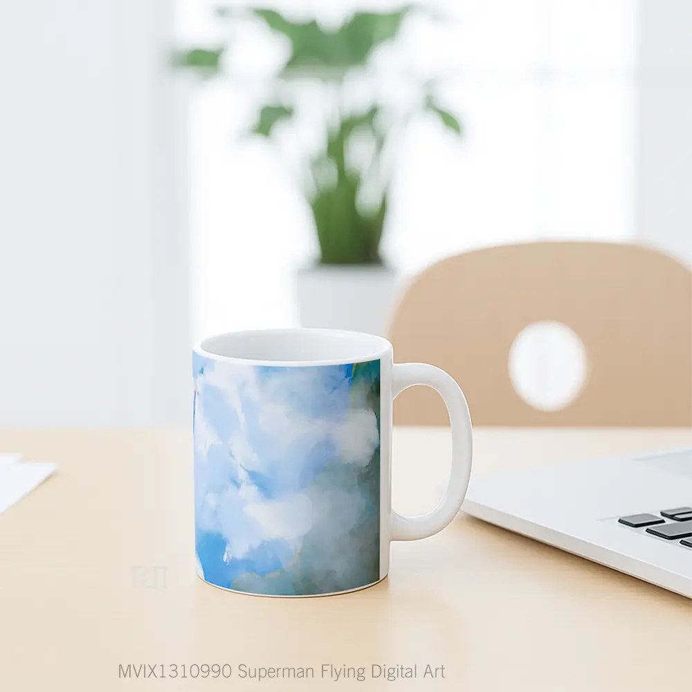 Mug Superman Flying Digital Art Gelas Superhero - All-side / Desain