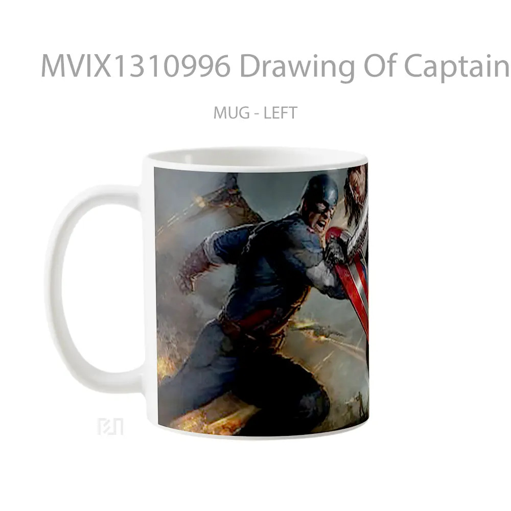 Mug Drawing Of Captain America Gelas Superhero - All-side / Desain