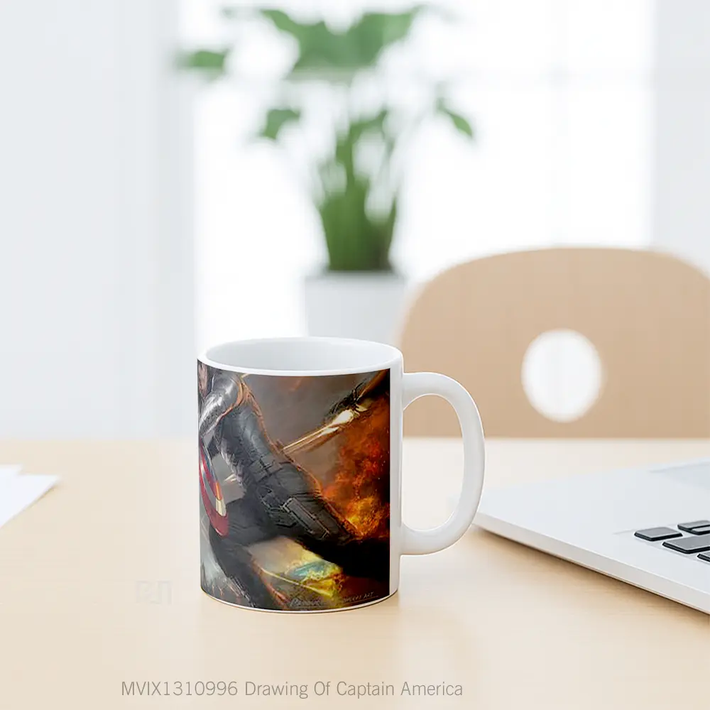 Mug Drawing Of Captain America Gelas Superhero - All-side / Desain