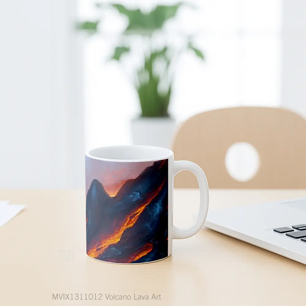 Mug Volcano Lava Art Gelas Keramik Unik - All-side / Desain