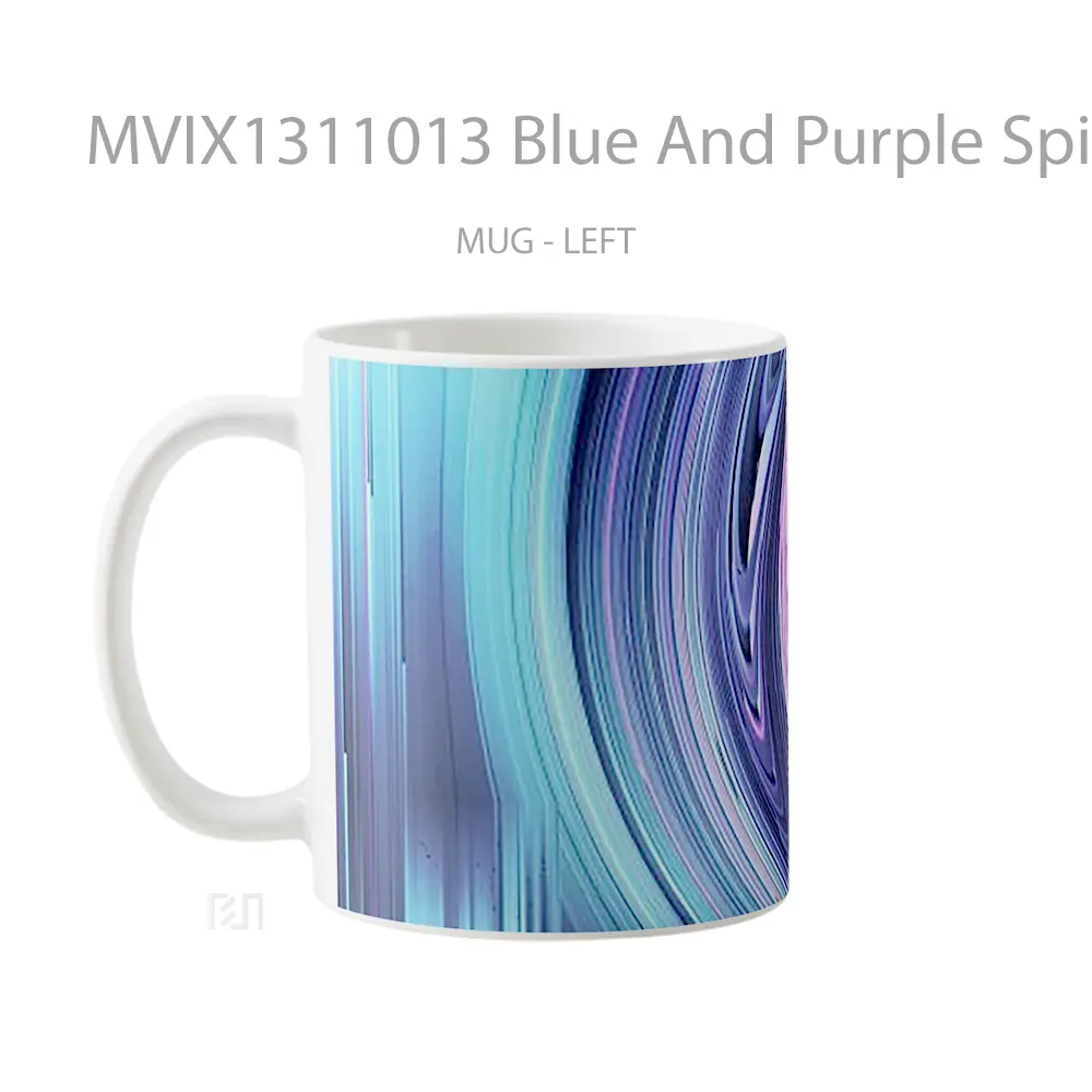 Mug Blue And Purple Spiral Gelas Keramik Unik - All-side / Desain
