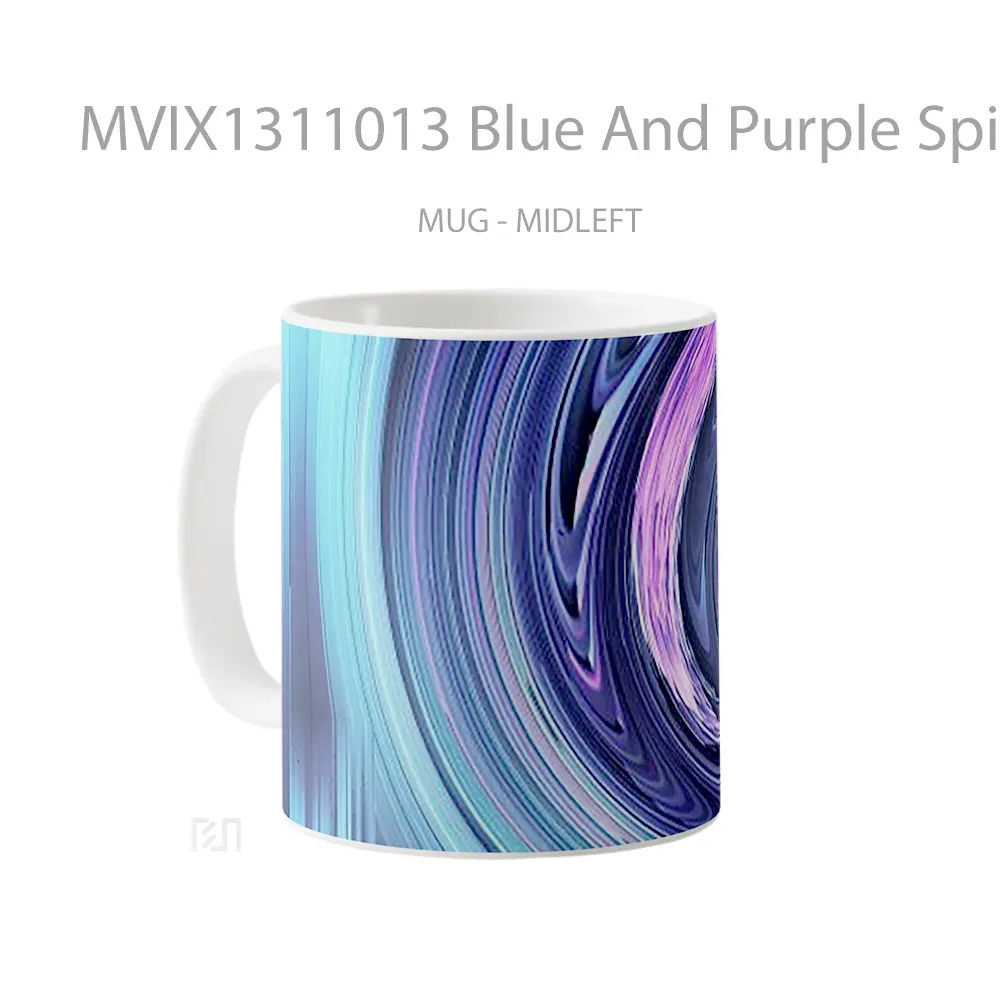 Mug Blue And Purple Spiral Gelas Keramik Unik - All-side / Desain