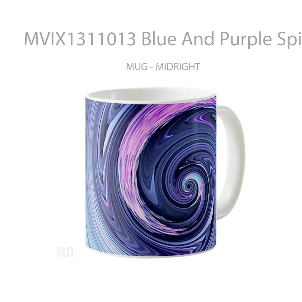 Mug Blue And Purple Spiral Gelas Keramik Unik - All-side / Desain
