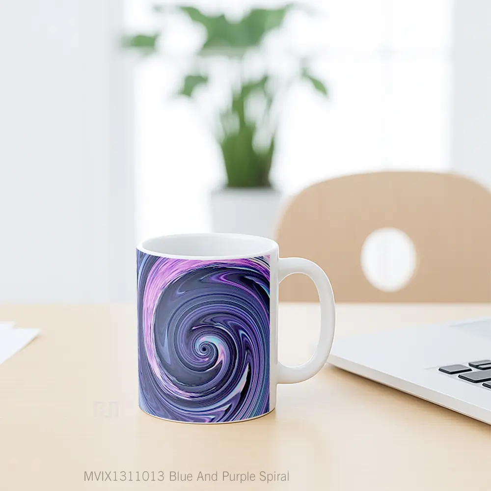Mug Blue And Purple Spiral Gelas Keramik Unik - All-side / Desain