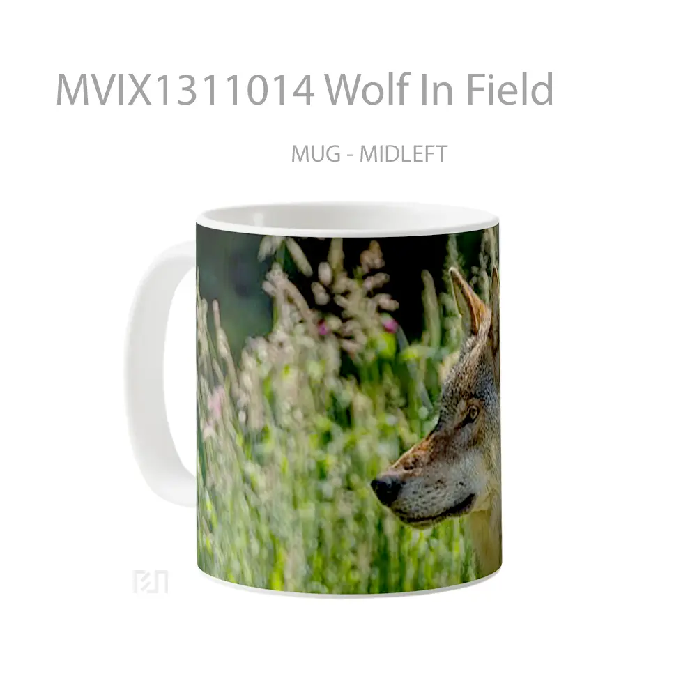 Mug Wolf In Field Gelas Hewan Lucu - All-side / Desain