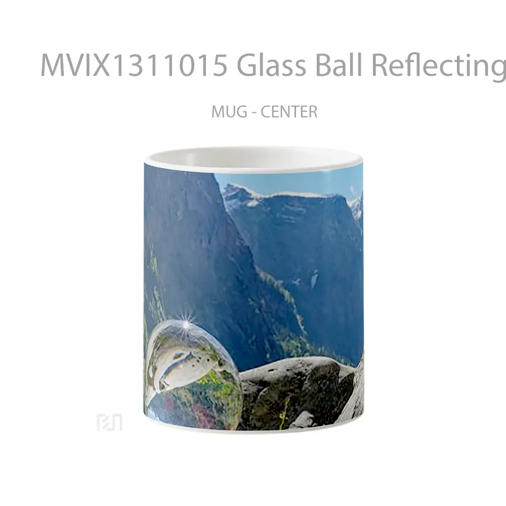 Mug Glass Ball Reflecting The Mountains Gelas Pemandangan Alam