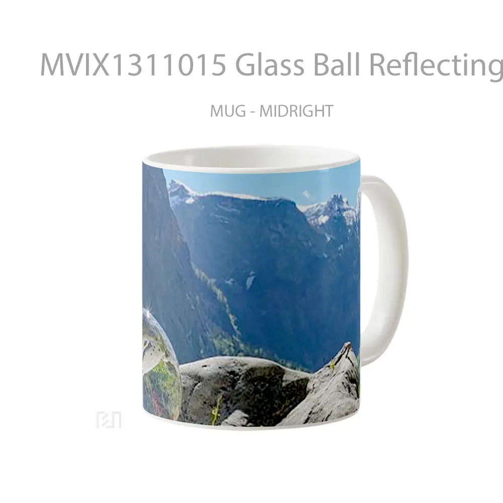 Mug Glass Ball Reflecting The Mountains Gelas Pemandangan Alam - All-side / Desain