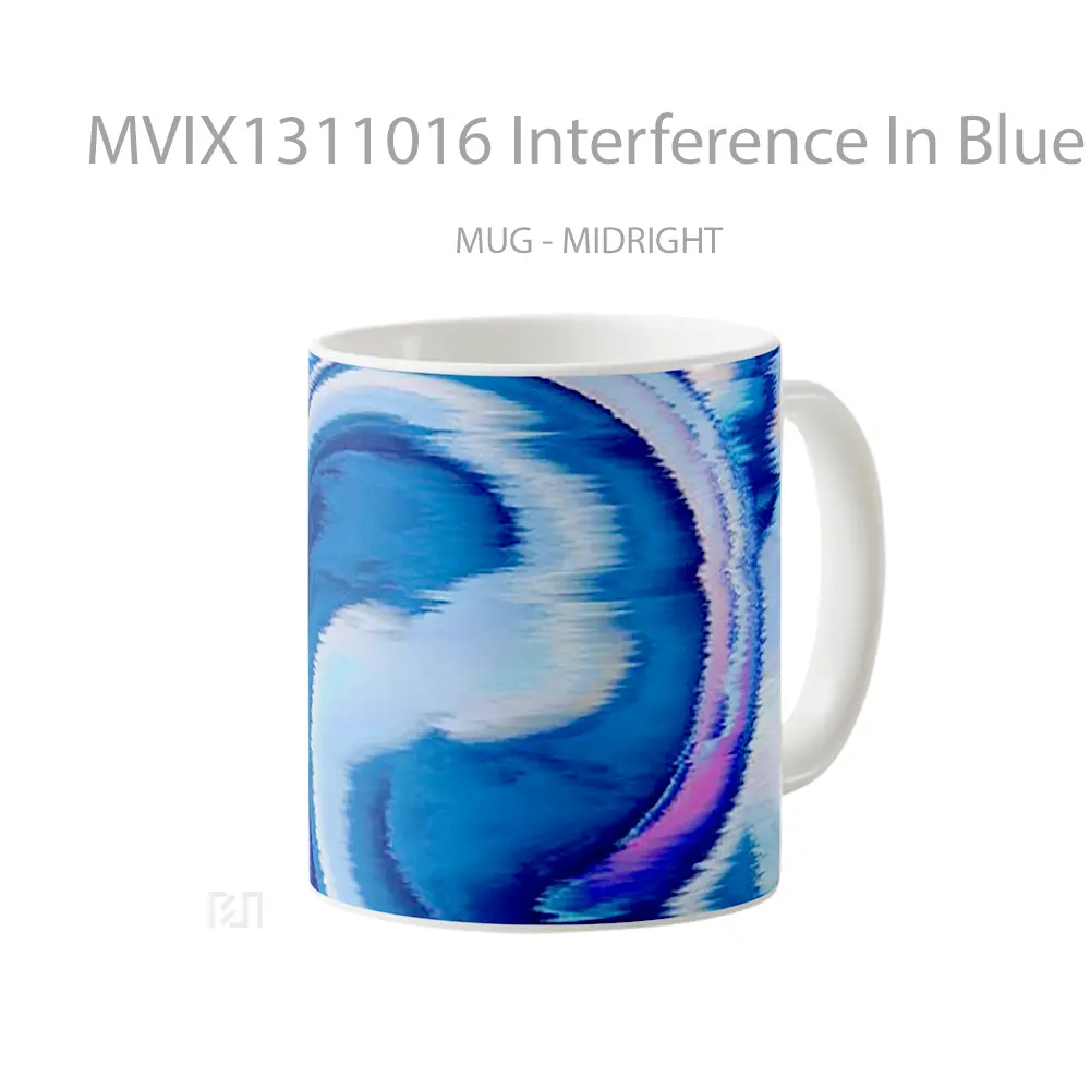 Mug Interference In Blue Spiral Gelas Keramik Unik - All-side / Desain