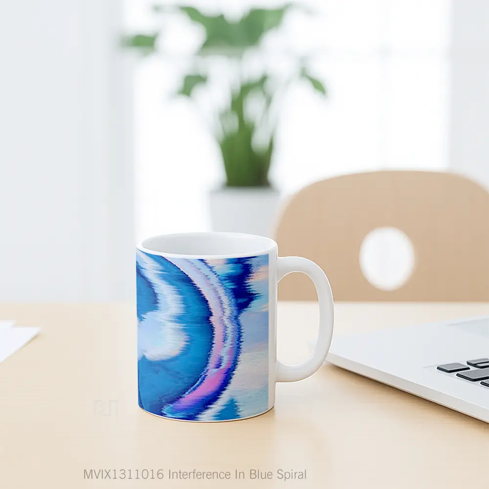 Mug Interference In Blue Spiral Gelas Keramik Unik - All-side / Desain