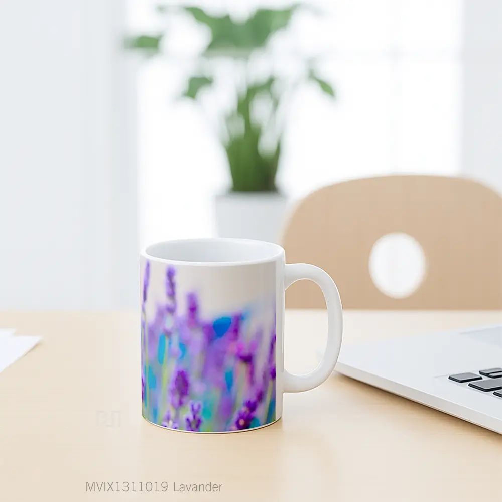 Mug Lavander Gelas Keramik Unik - All-side / Desain