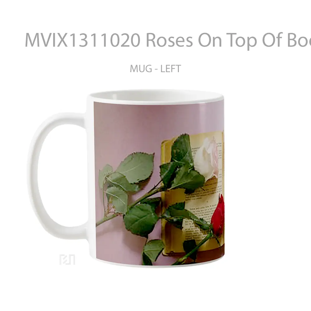 Mug Roses On Top Of Book Gelas Keramik Unik - All-side / Desain