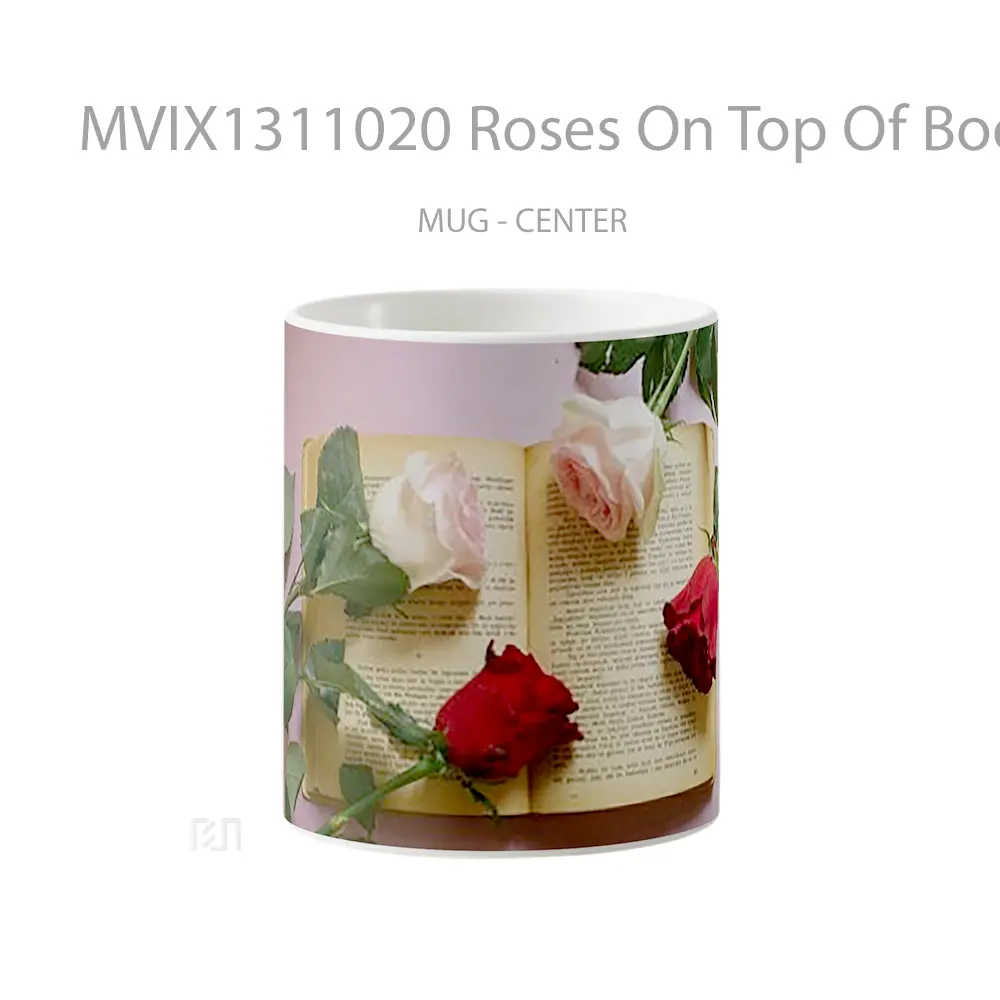 Mug Roses On Top Of Book Gelas Keramik Unik