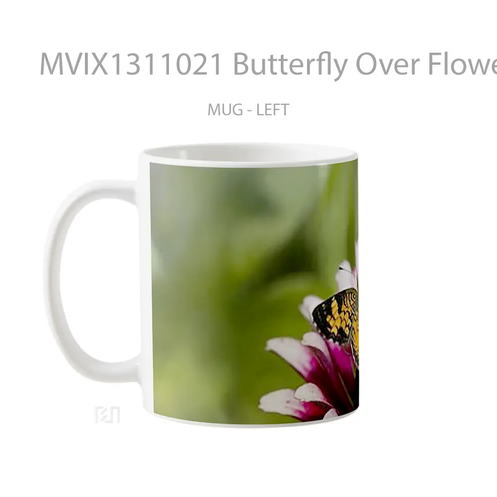 Mug Butterfly Over Flower Gelas Hewan Lucu - All-side / Desain