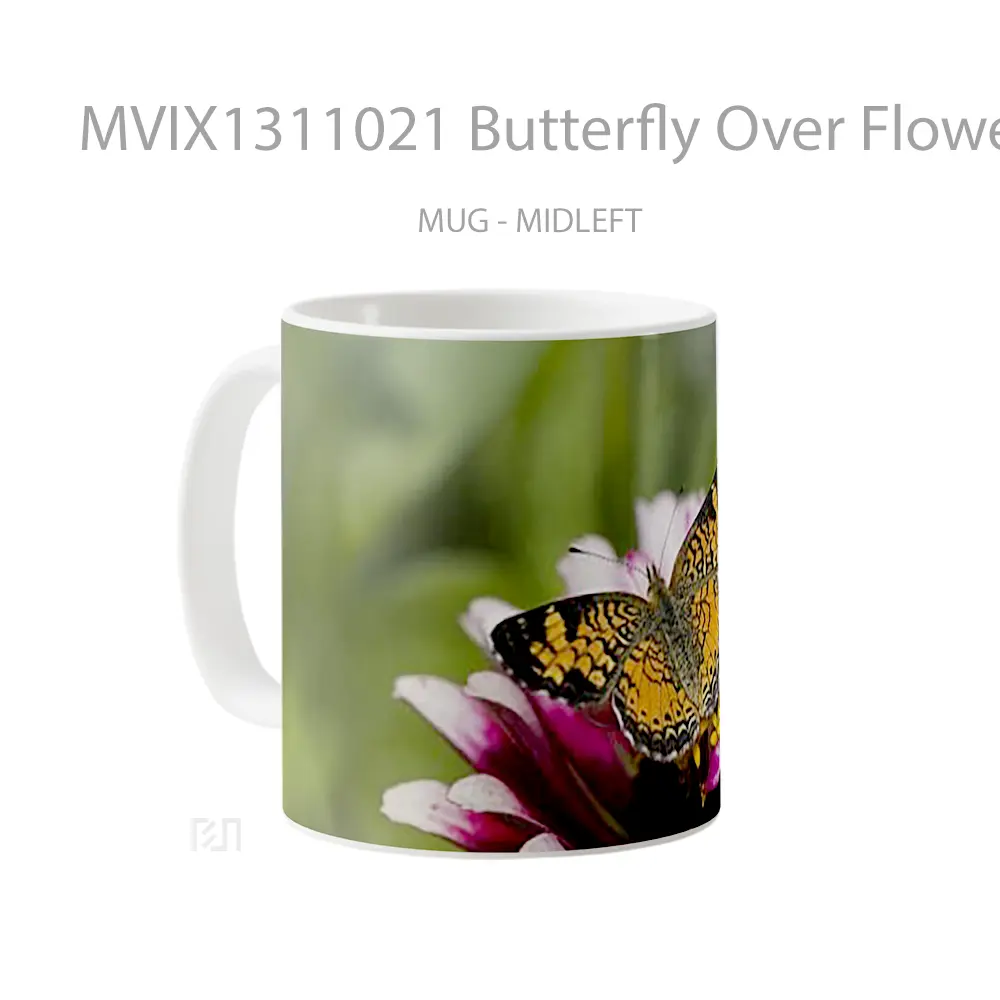 Mug Butterfly Over Flower Gelas Hewan Lucu - All-side / Desain