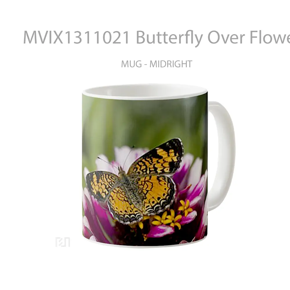 Mug Butterfly Over Flower Gelas Hewan Lucu - All-side / Desain