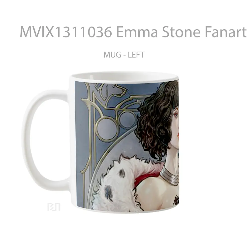 Mug Emma Stone Fanart As Cruella Gelas Selebriti - All-side / Desain