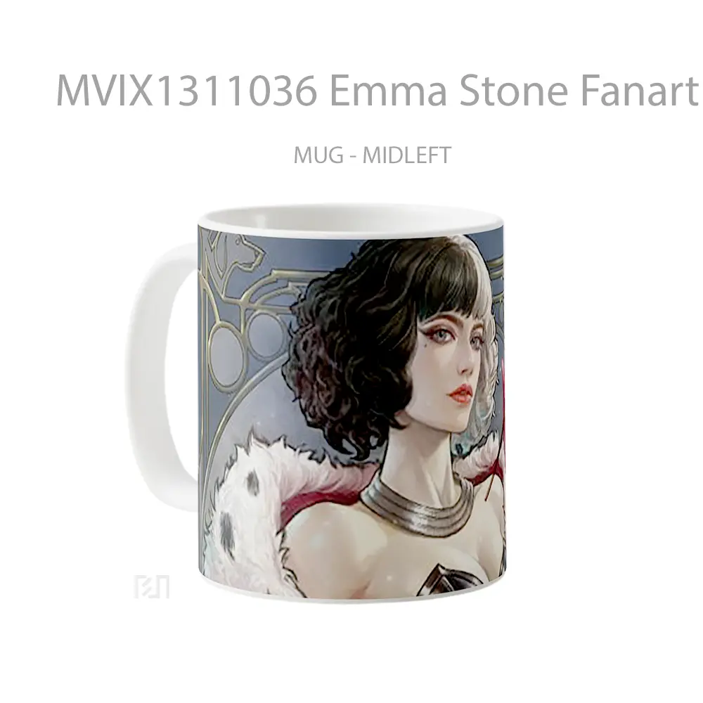Mug Emma Stone Fanart As Cruella Gelas Selebriti - All-side / Desain