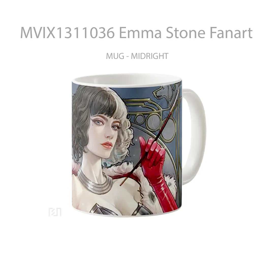 Mug Emma Stone Fanart As Cruella Gelas Selebriti - All-side / Desain
