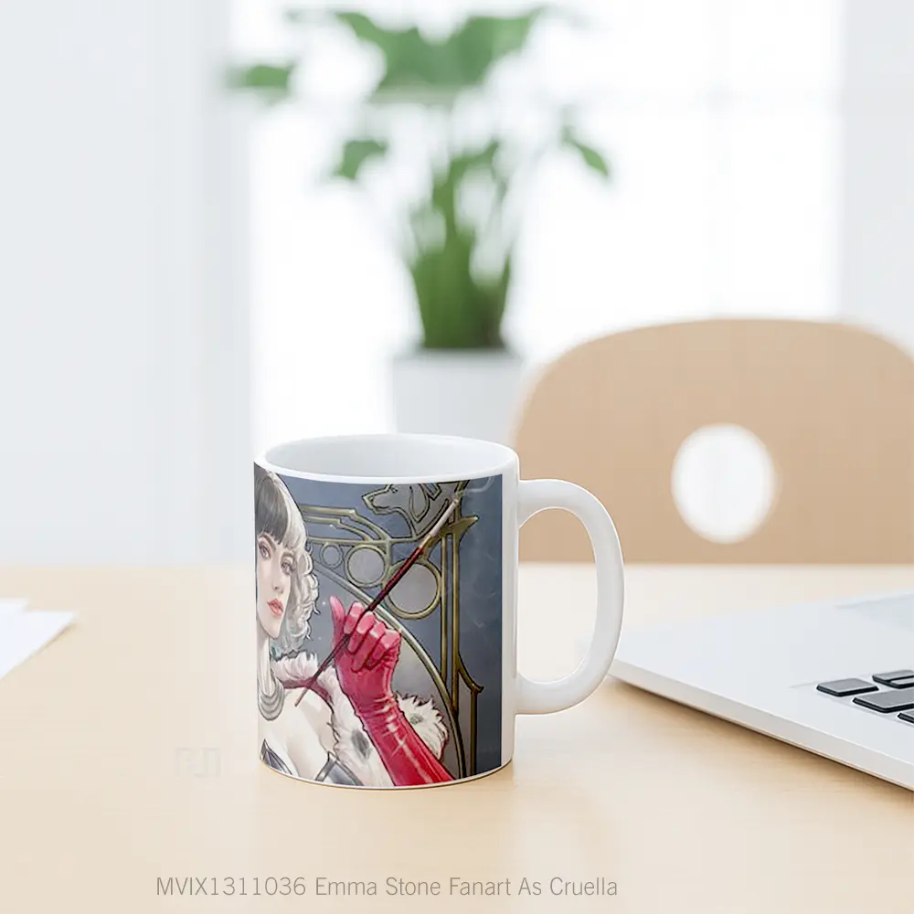 Mug Emma Stone Fanart As Cruella Gelas Selebriti - All-side / Desain