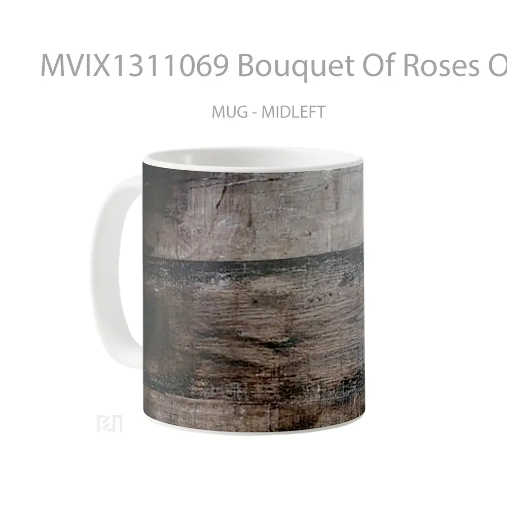 Mug Bouquet Of Roses On Wood Table Gelas Keramik Unik - All-side / Desain