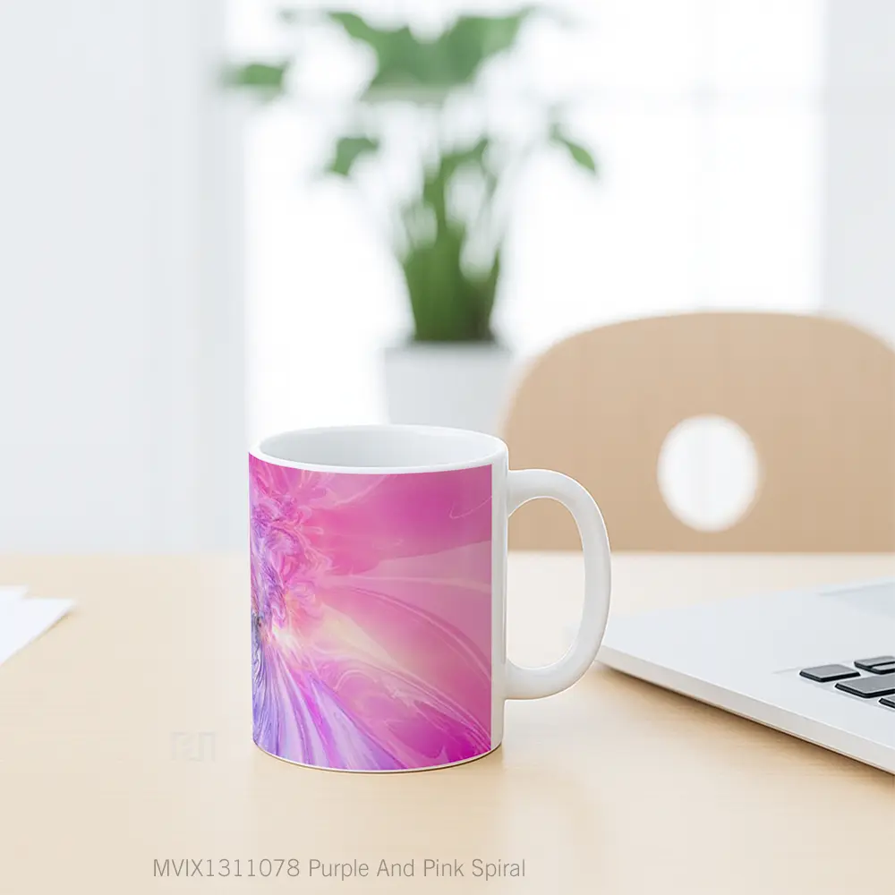 Mug Purple And Pink Spiral Gelas Keramik Unik - All-side / Desain