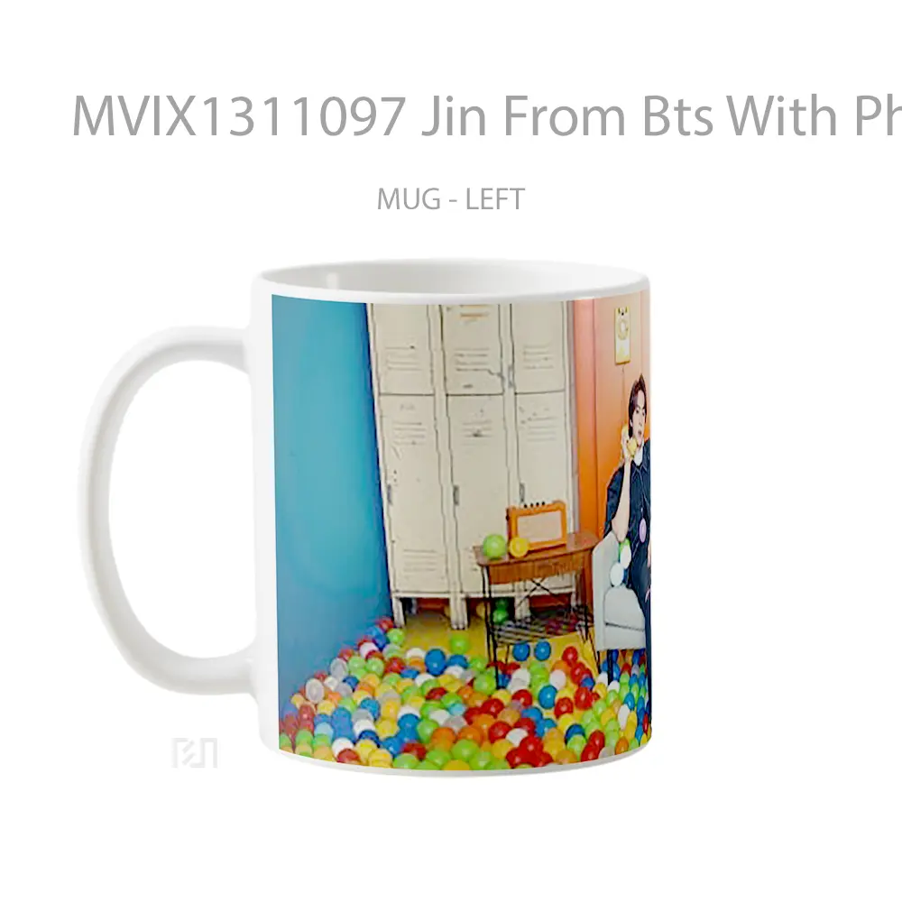Mug Jin From Bts With Phone Gelas Keramik Unik - All-side / Desain