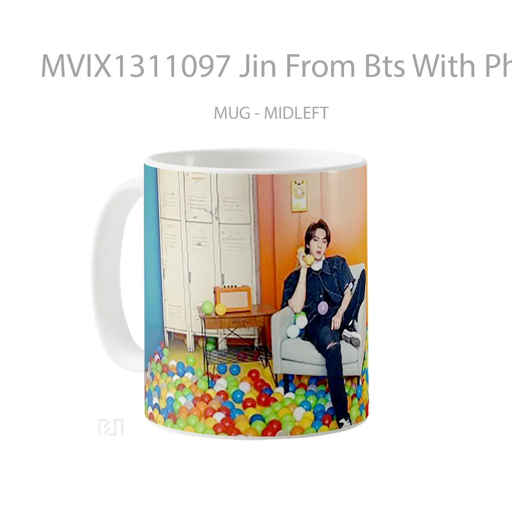 Mug Jin From Bts With Phone Gelas Keramik Unik - All-side / Desain