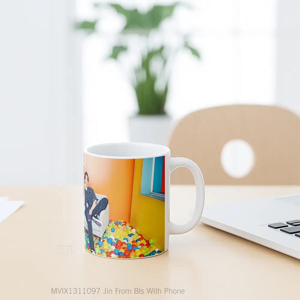 Mug Jin From Bts With Phone Gelas Keramik Unik - All-side / Desain
