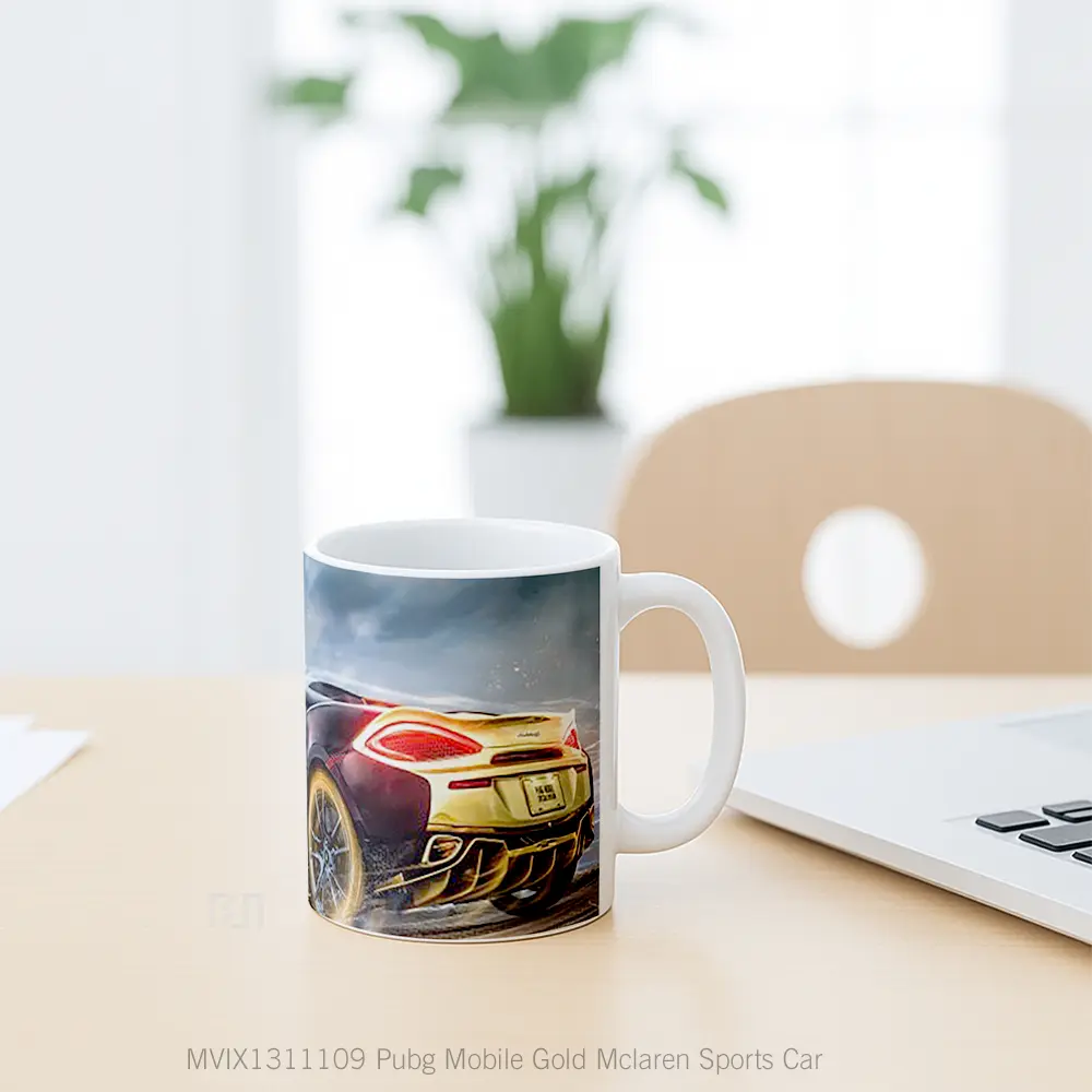 Mug Pubg Mobile Gold Mclaren Sports Car Cangkir Gamer - All-side / Desain