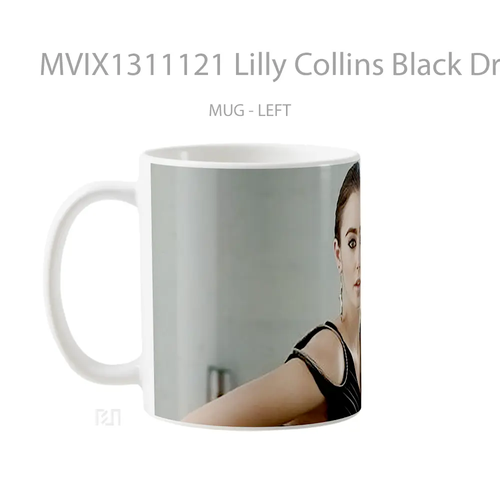 Mug Lilly Collins Black Dress Gelas Keramik Unik - All-side / Desain