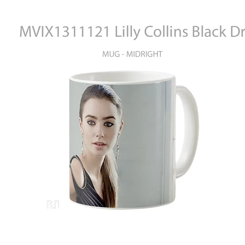 Mug Lilly Collins Black Dress Gelas Keramik Unik - All-side / Desain