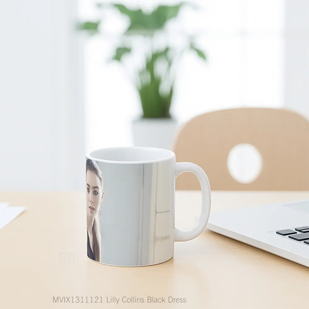 Mug Lilly Collins Black Dress Gelas Keramik Unik - All-side / Desain